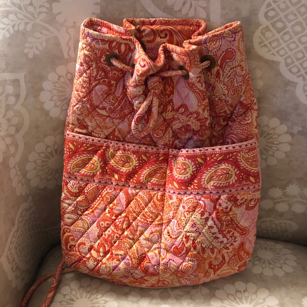 Vera Bradley orange sherbet drawstring backpack
